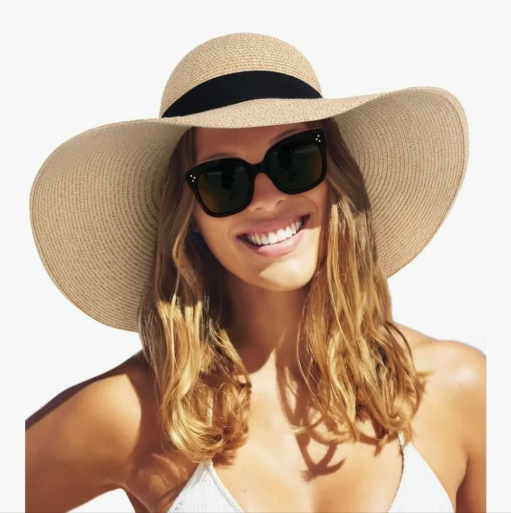 FURTALK Womens Beach Sun Hat UPF50 Travel Foldable Brim_M/L